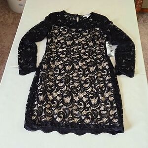 Love Fast Live Hard black/nude lace dress, size small, NWT
